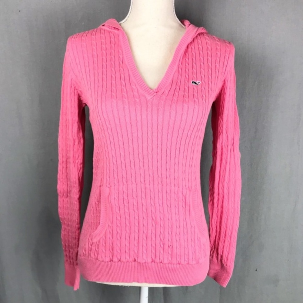 Vineyard Vines Pink Cable-Knit Cotton Sweater, M